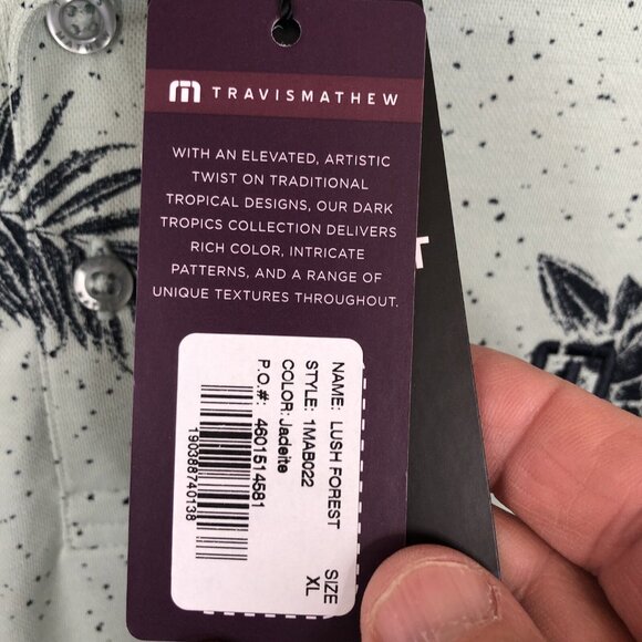 Travis Matthew Polo Shirt Mens XL Green Black Fern Performance Golf Fair Oak NEW - Picture 11 of 16